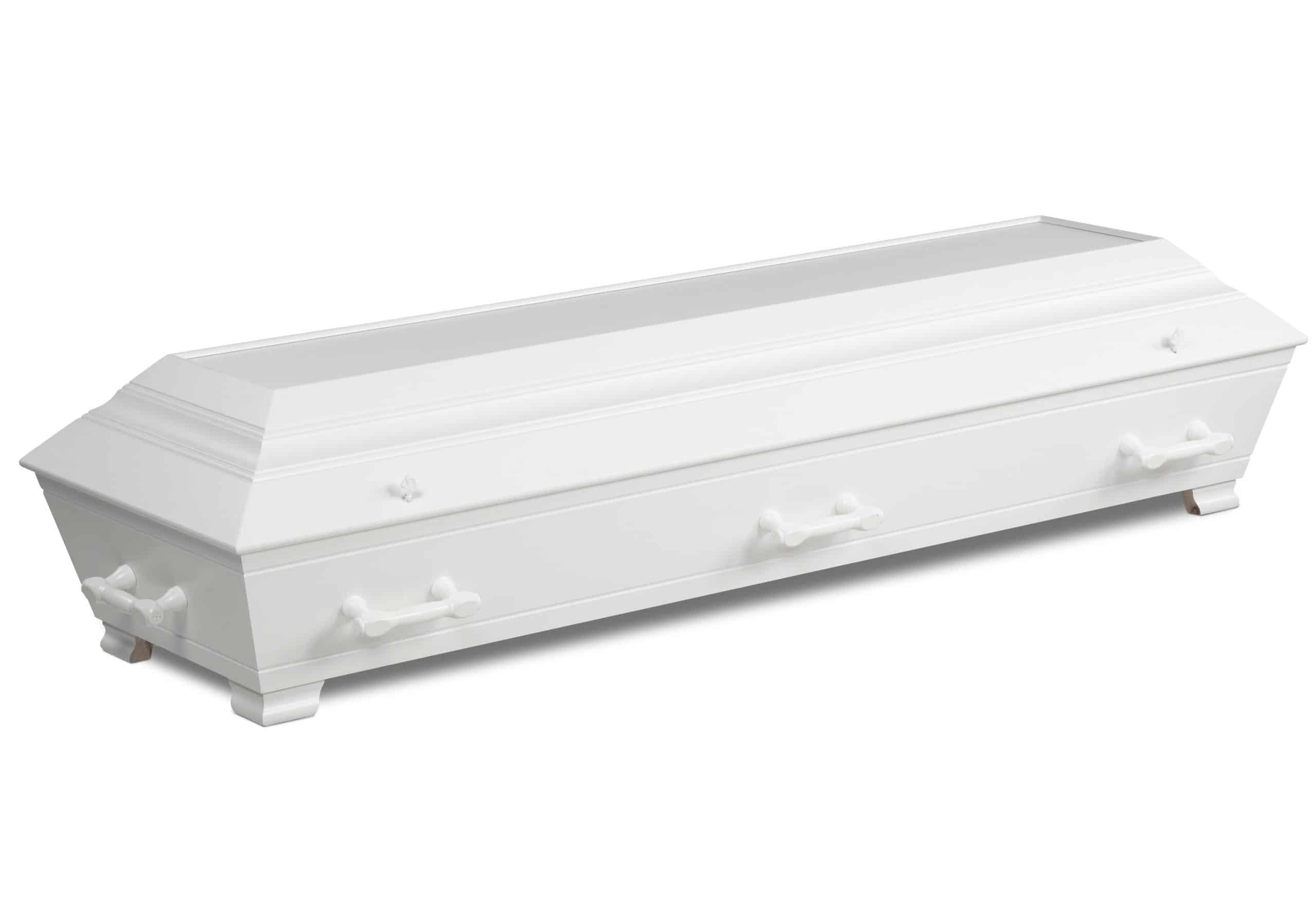 Standard hvit kiste til begravelser og bisettelser